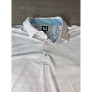 FootJoy Mens 2XL ProDry Golf Polo Shirt White Blue Micro Dot Performance Stretch